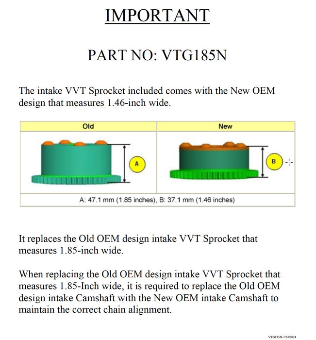 Variable Valve Timing (VVT) Sprocket